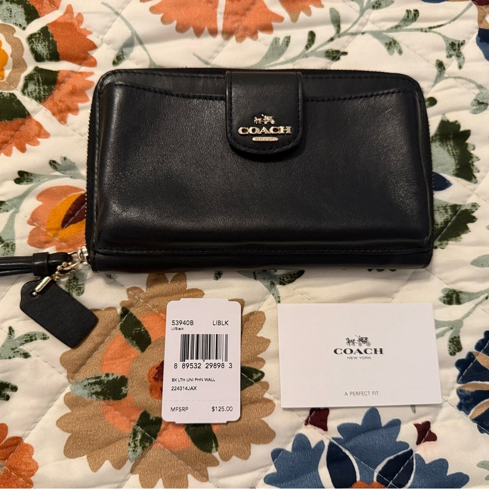 Coach Black Leather Phone Wallet